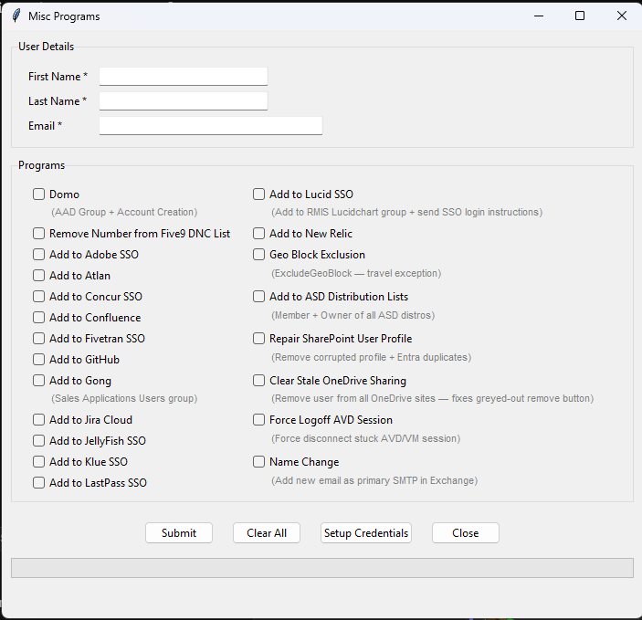 Misc Programs tool screenshot